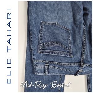 Elie Tahari Mid-Rise Bootcut Jeans, Women's 8, Pocket Detail